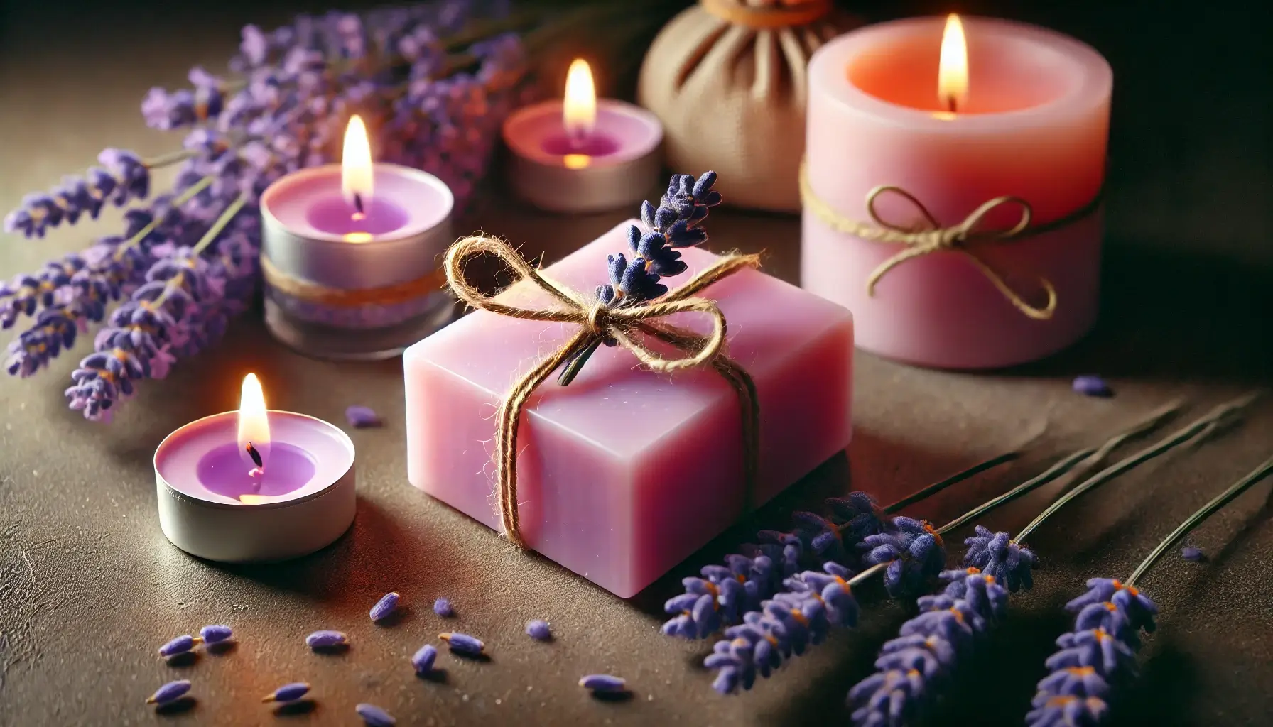 Lavender soap with aromatic candles