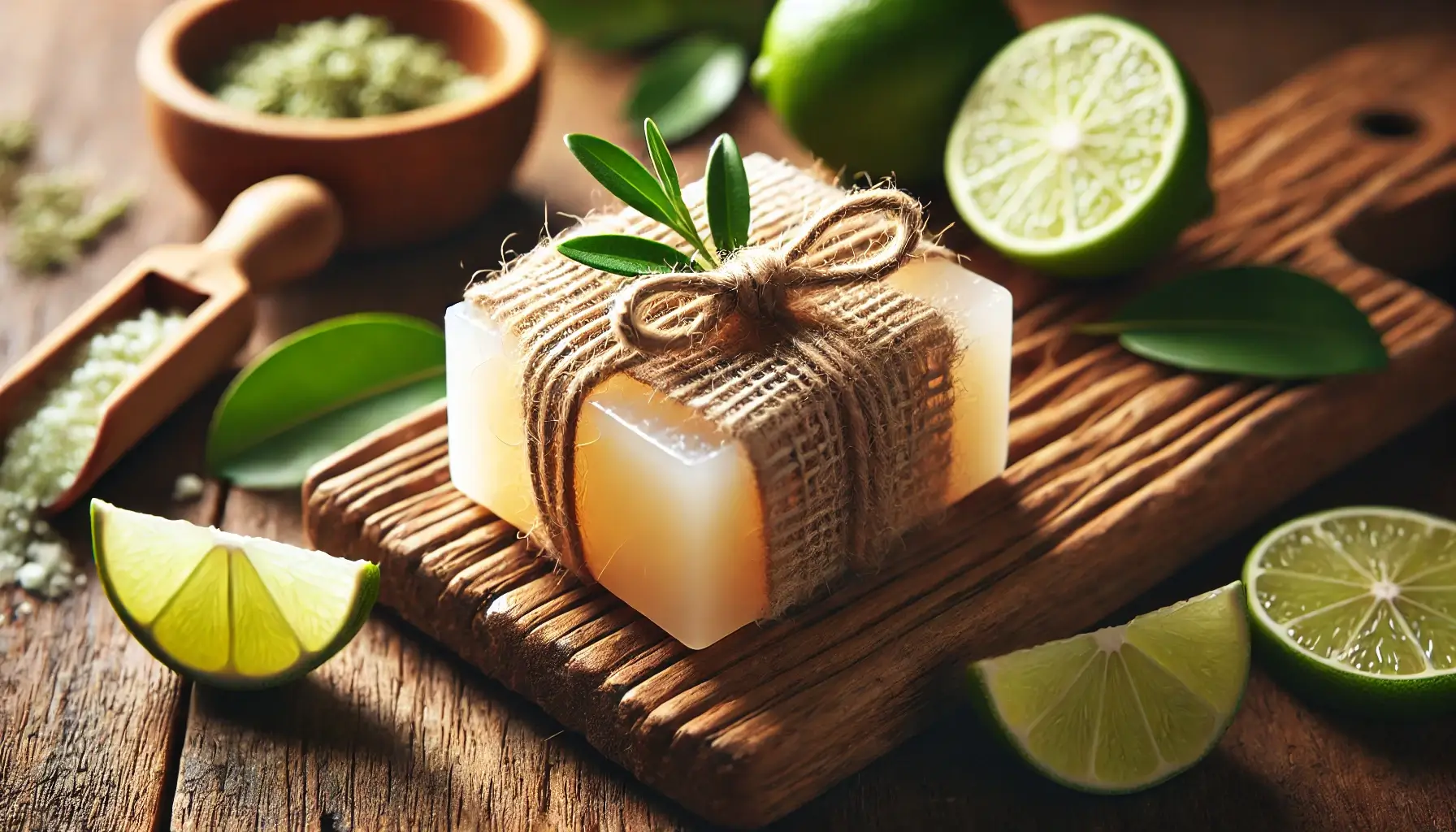 Handcrafted soap with lime and natural oils